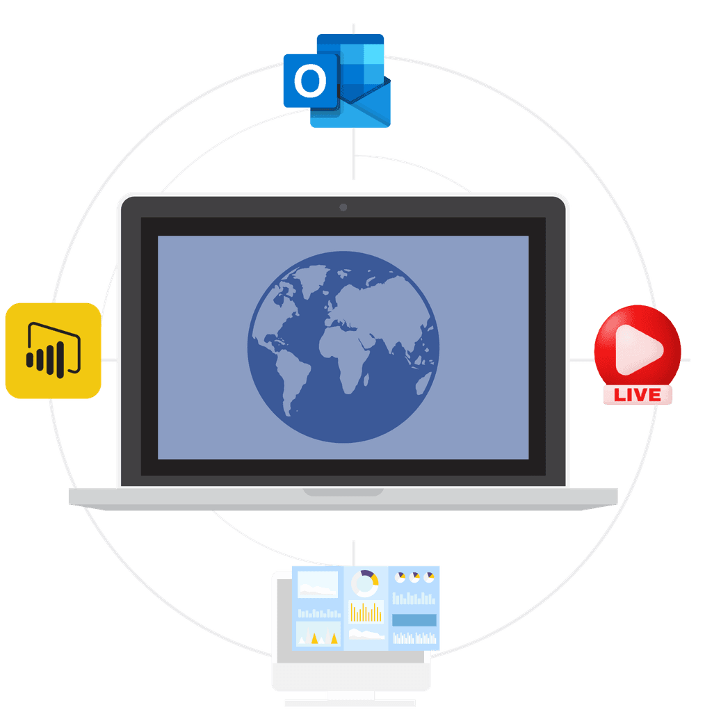 Real-time widgets - Outlook, Power BI, live streams and corporate dashboards on Windows signage