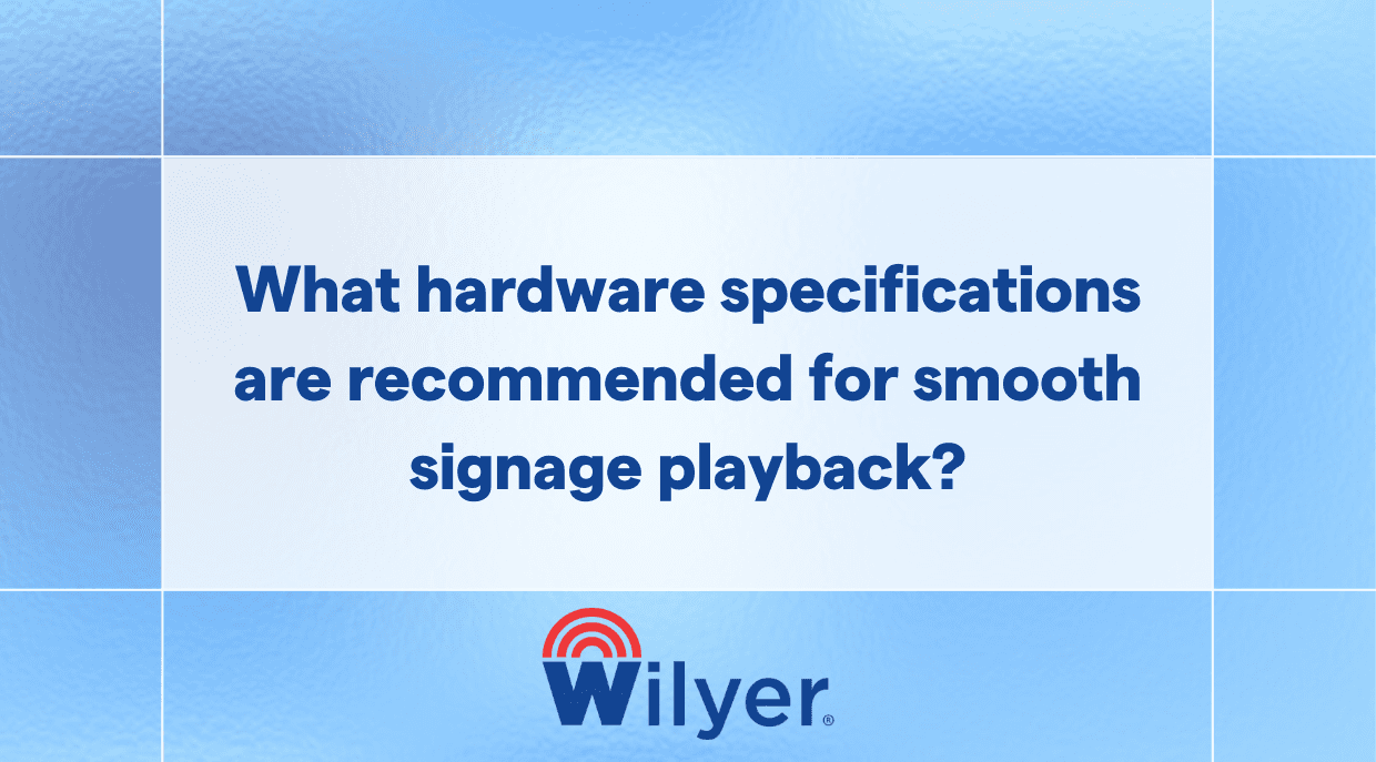 What hardware specifications are recommended for smooth signage playback?