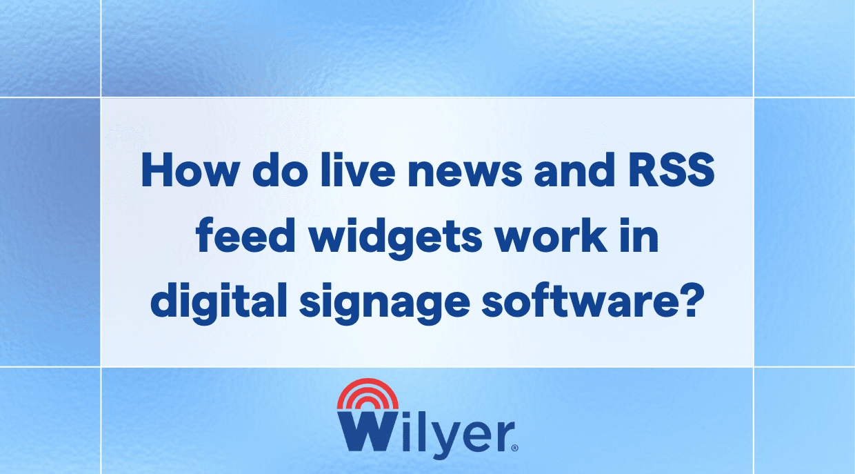 How do live news and RSS feed widgets work in digital signage software?