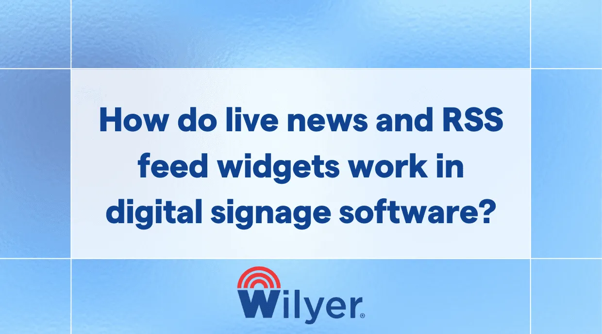 How do live news and RSS feed widgets work in digital signage software?