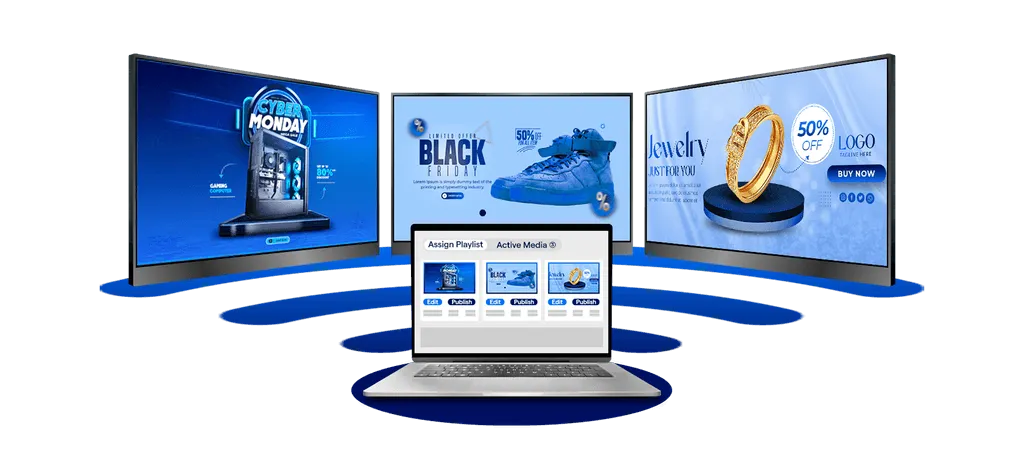 CMS dashboard managing in-store promotional content