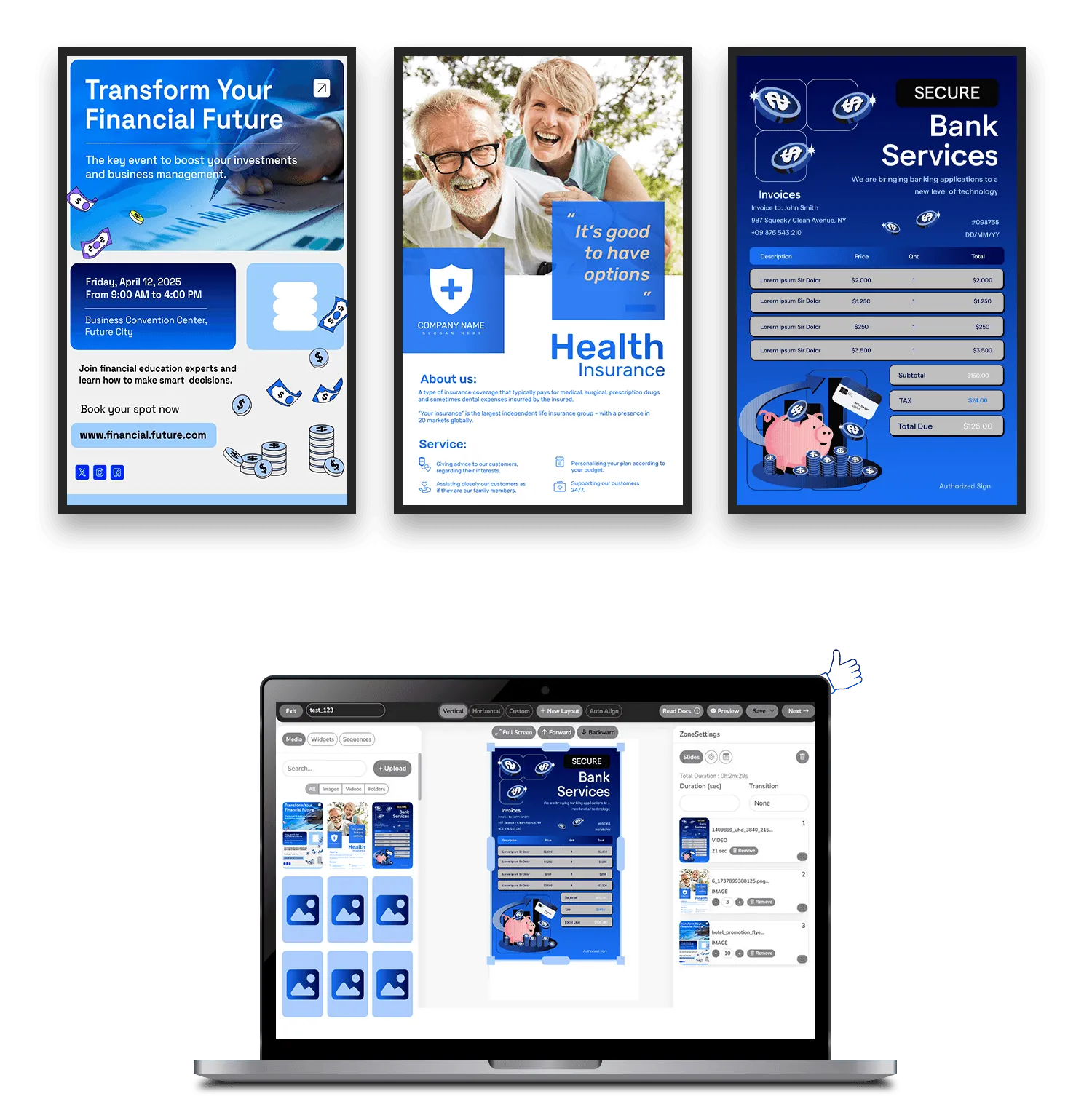 Bank digital signage