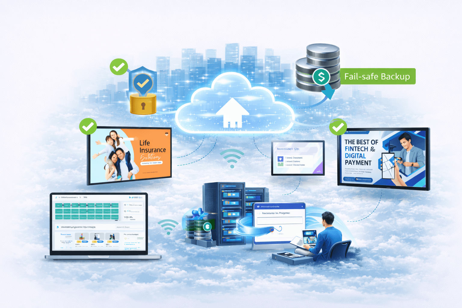bank digital signage software uninterrupted continuity