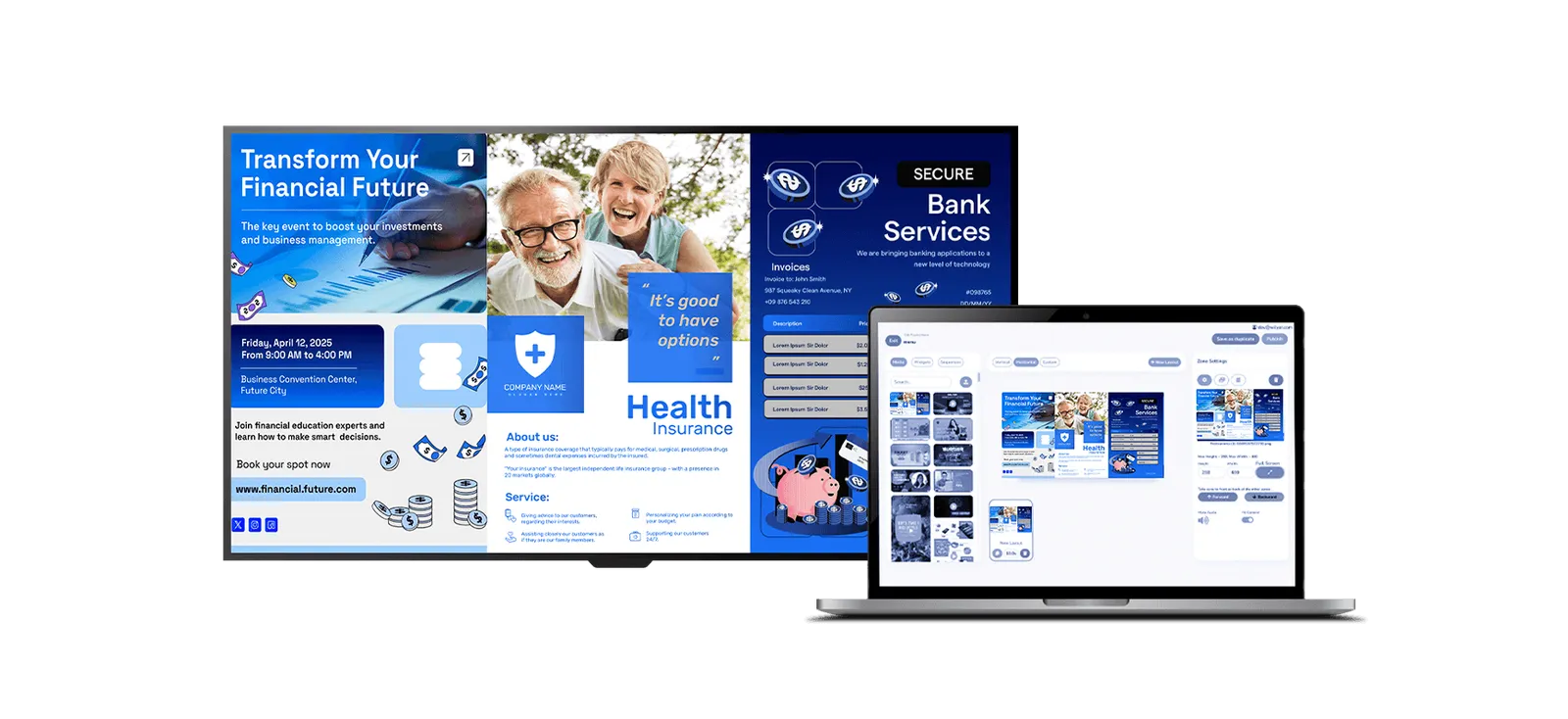 bank digital signage software customizable screen utilization