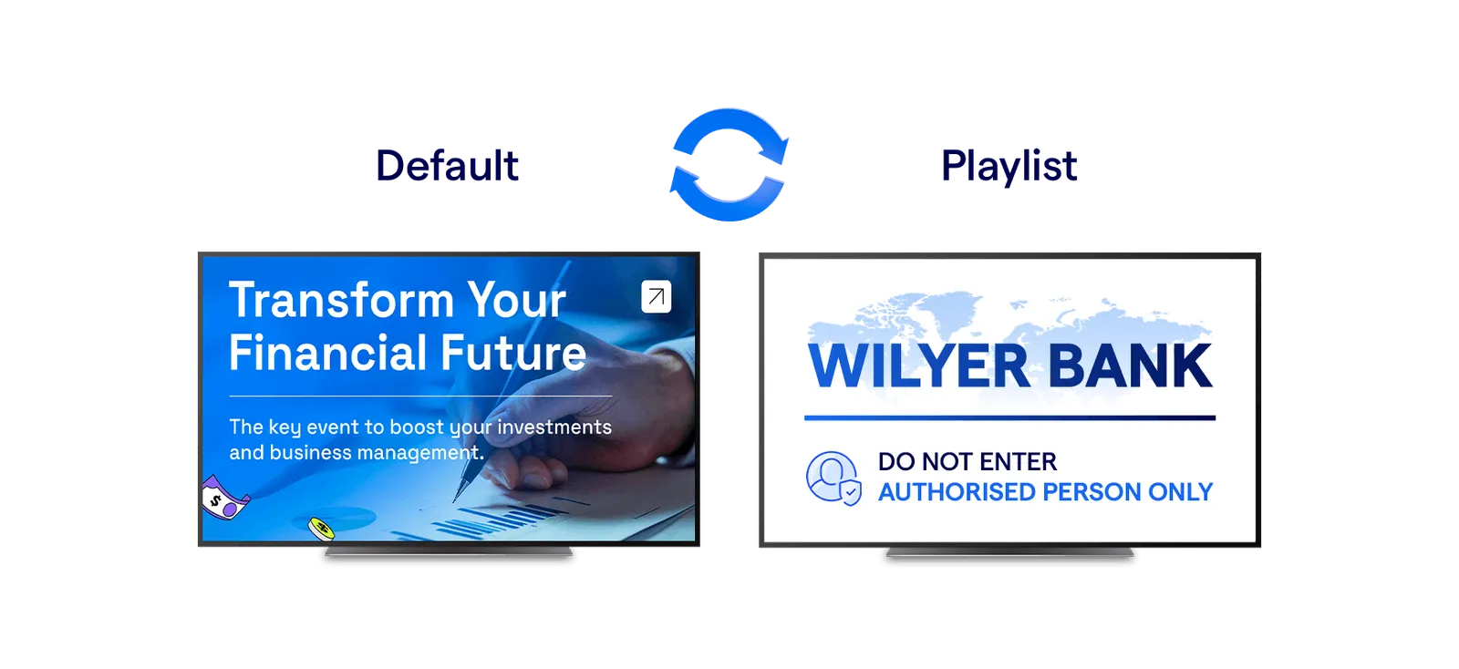 bank digital signage software content backup