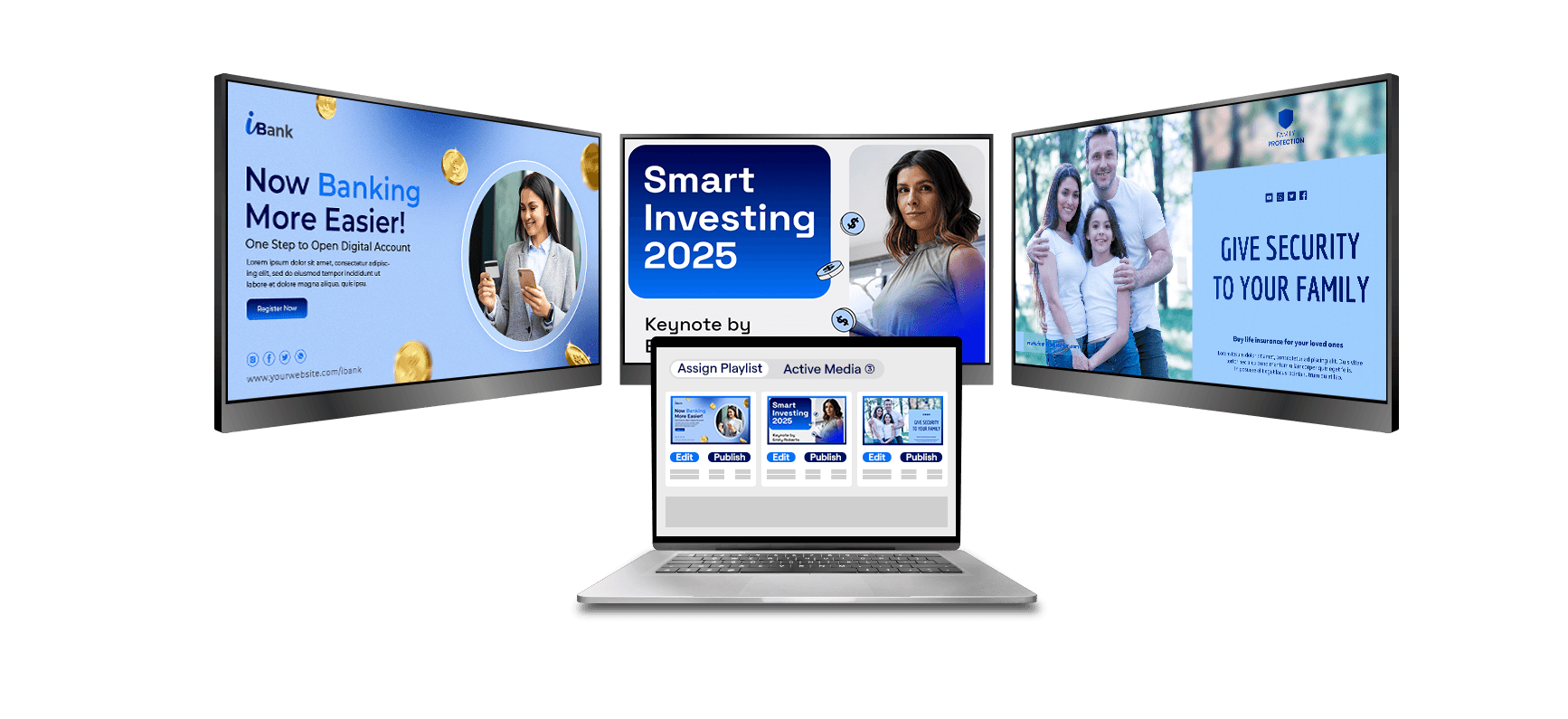 bank digital signage software centralized remote management