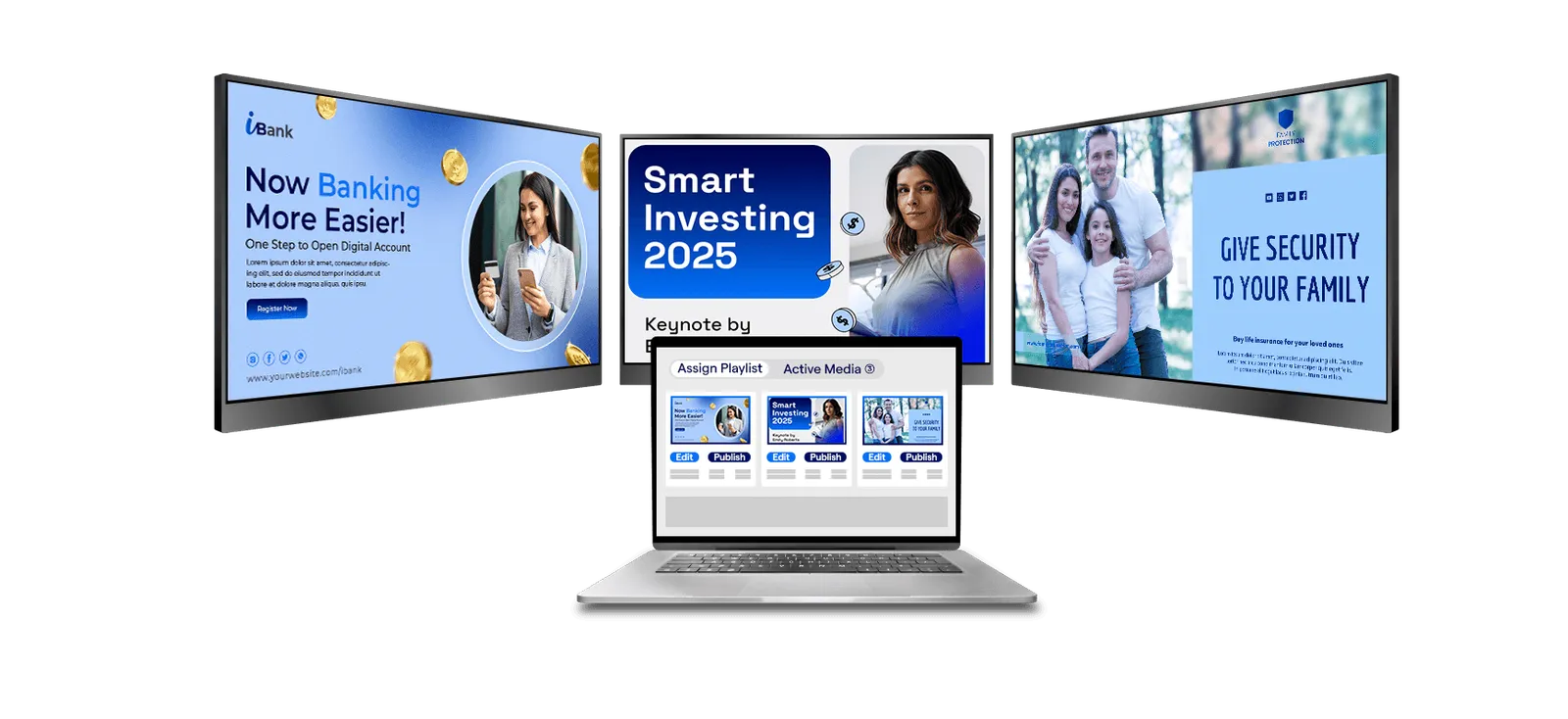 bank digital signage software centralized remote management