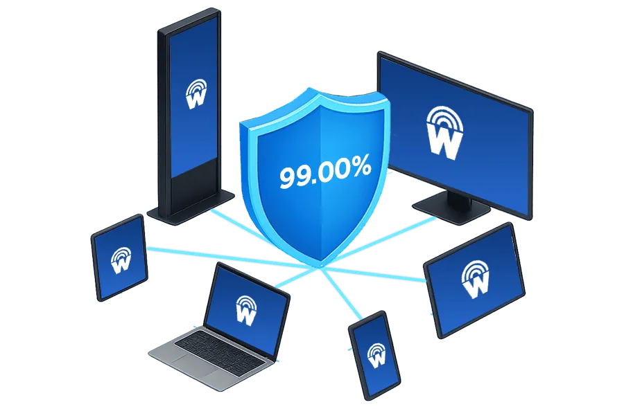 digital signage software for government offices 99.00% uptime guarantee