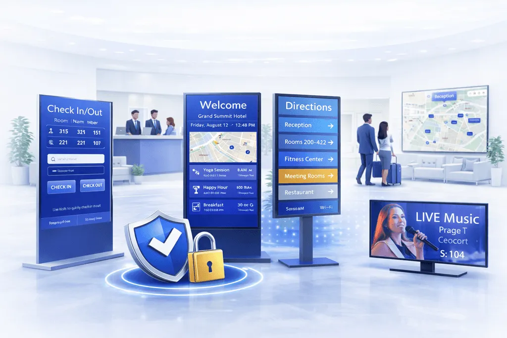hotel digital signage software streamlined checkin and checkout process