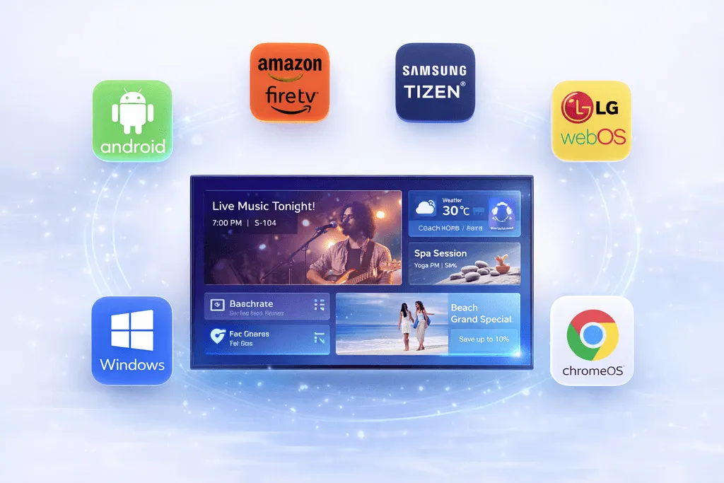 hotel digital signage software run on any hardware
