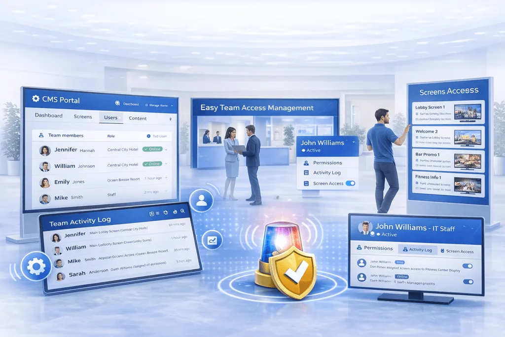 hotel digital signage software easy team access management