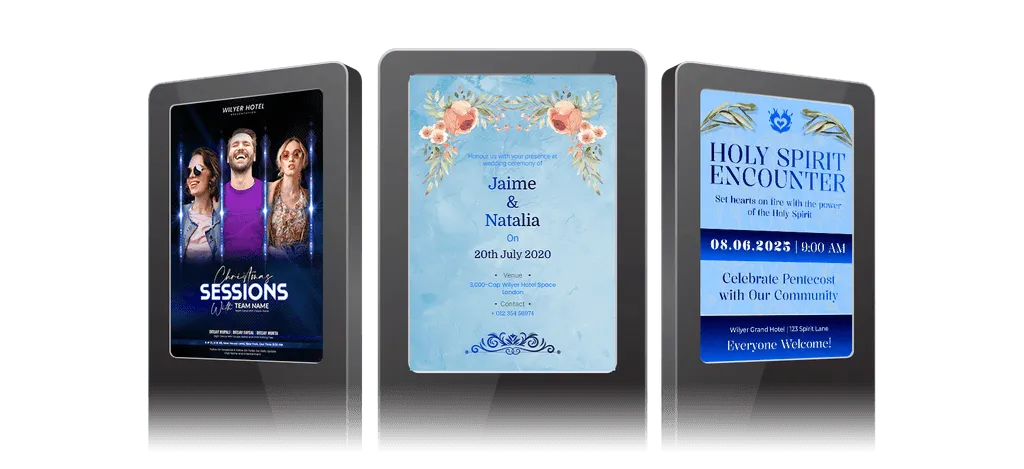 Event board showing real-time info across hotel and venue areas