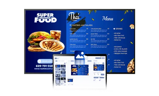restaurant digital signage software easy drag n drop content split