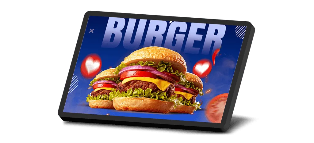 Restaurant screen displaying promotional offers, daily specials, and combo deals.