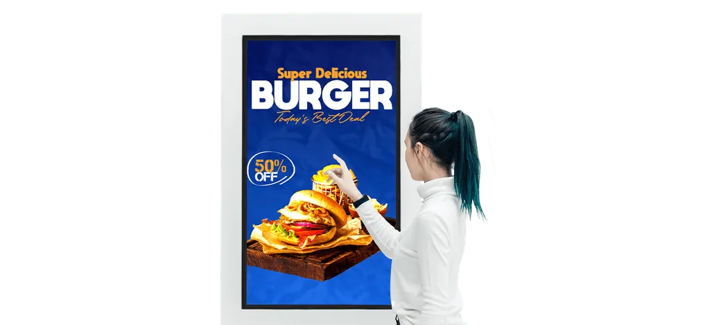 Digital signage displaying engaging content to entertain customers during wait times.
