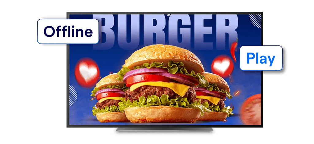 Digital menu board running seamlessly without internet connection.