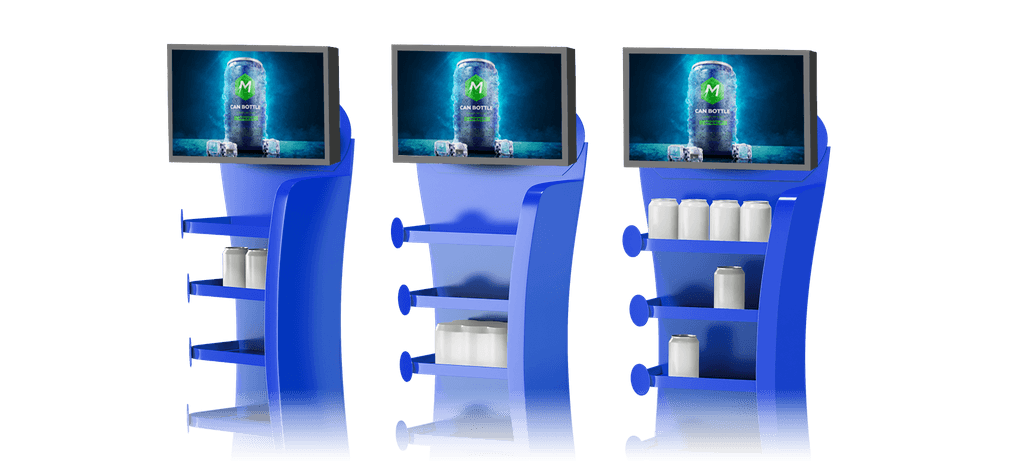 Dynamic shelf-edge screen showing real-time prices and offers