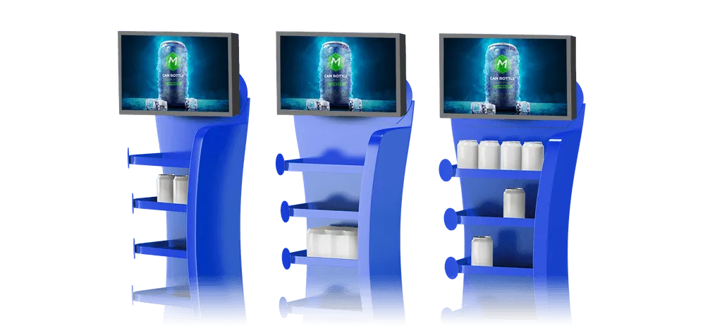 Dynamic shelf-edge screen showing real-time prices and offers