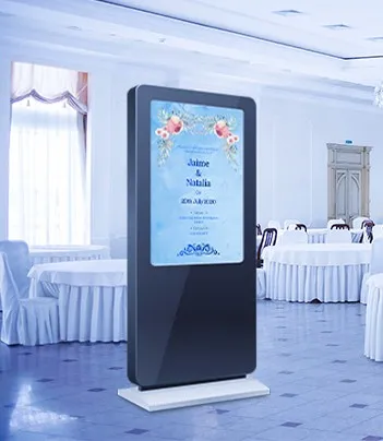 señalización digital por usb portátil en un stand de feria