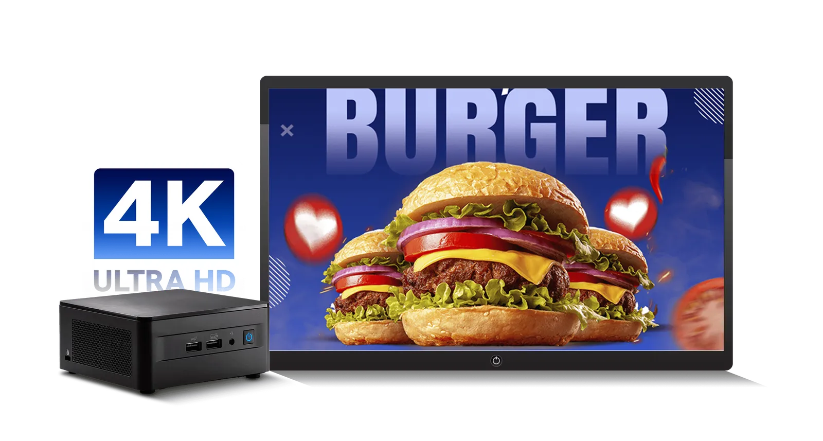 Digital signage solution delivering smooth and ultra-clear 4K video playback for high-impact visuals.